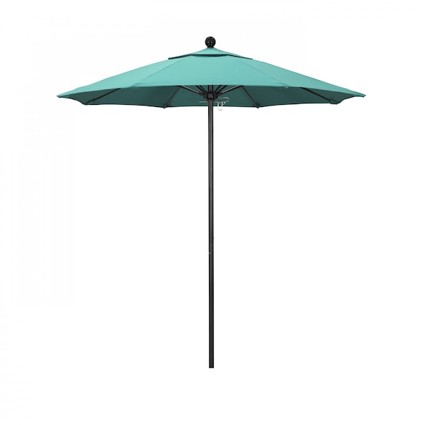 California Umbrella 7.5' Black Aluminum Market Patio Umbrella, Sunbrella Aruba 194061334386 - main